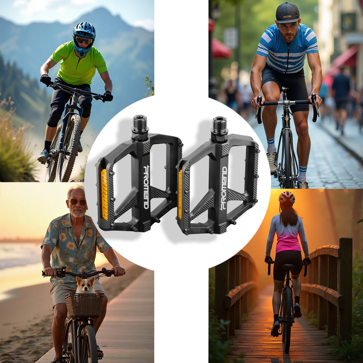 Platform Bike Pedals, Lightweight with Reflectors for Universal Bike Strong Manufacturer code Pedały antypoślizgowe wytrzymałe uniwersalne
