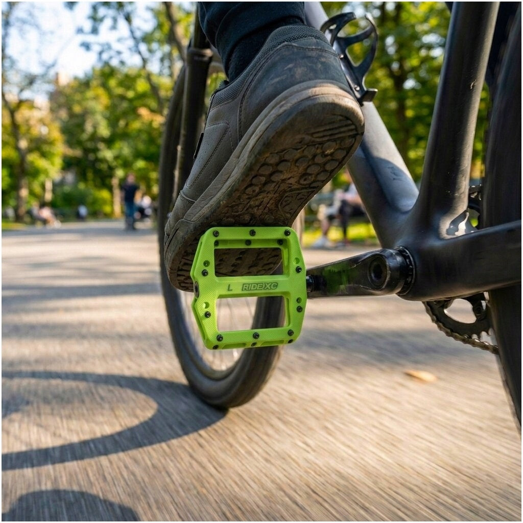 Platform Bike Pedals with RideXC MTB DH Pins Green Brand no brand