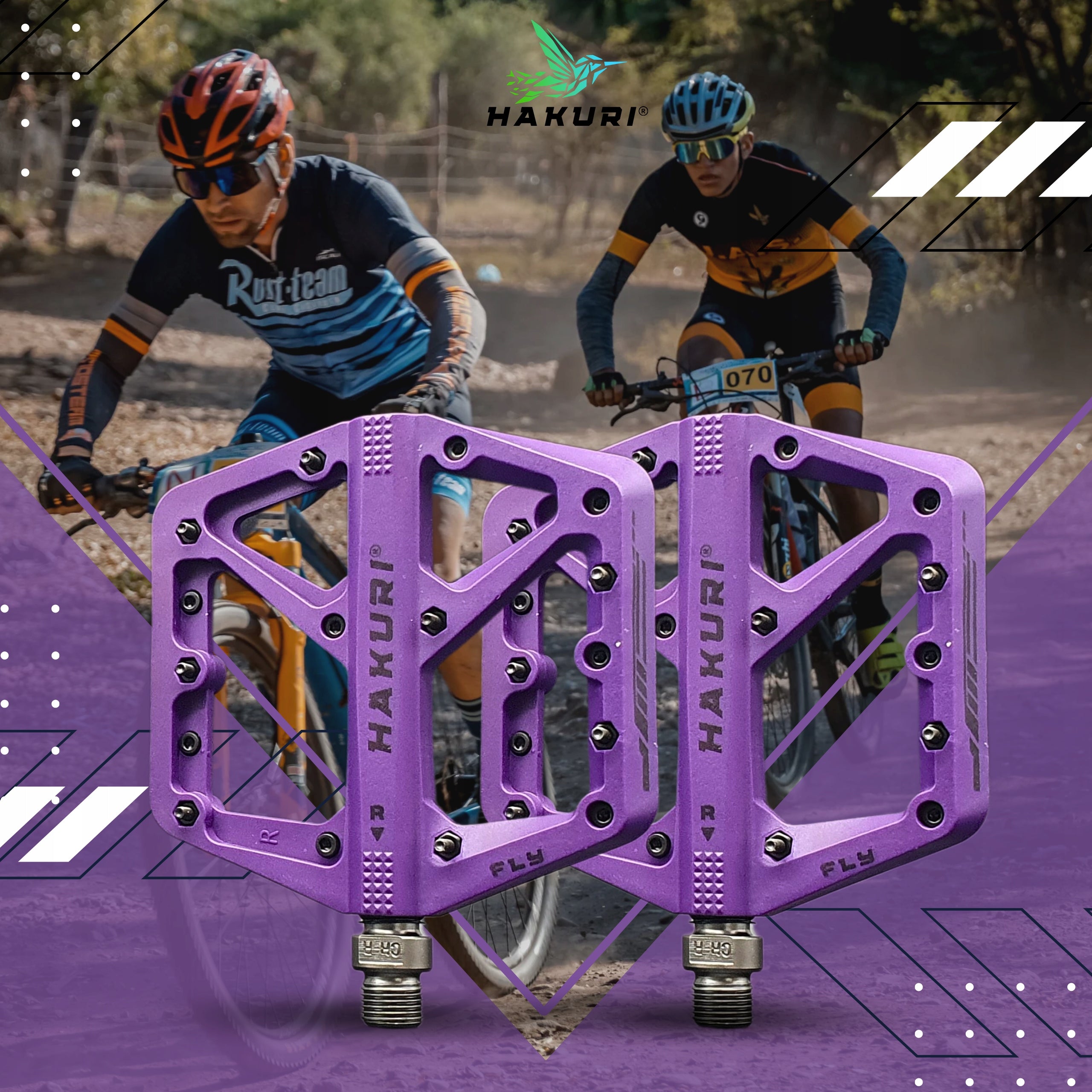 Platform Pedals Nylon Pedals Light Purple + MTB PINS 3 BEARINGS Color purple