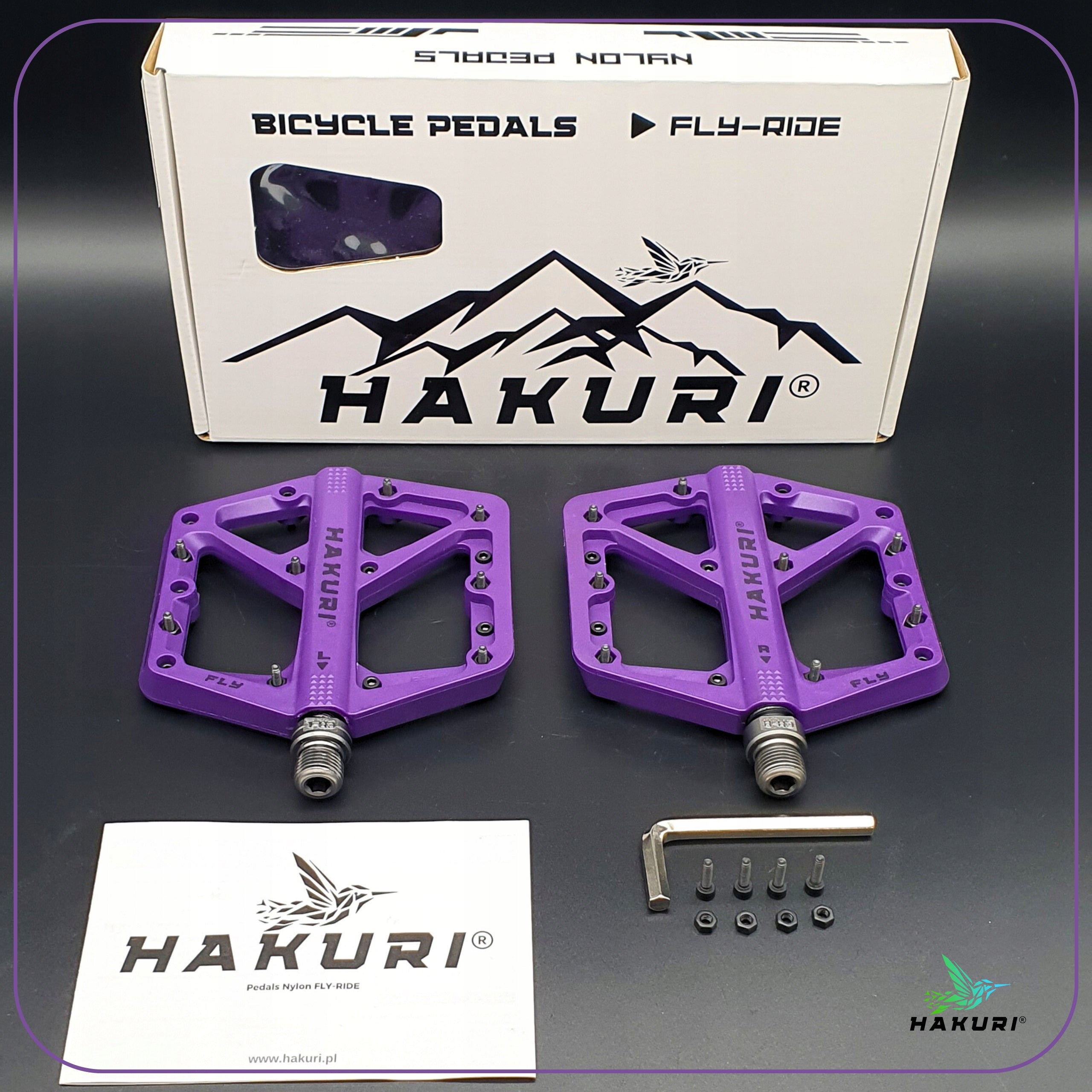 Platform Pedals Nylon Pedals Light Purple + MTB PINS 3 BEARINGS Dedicated for BMX bikes cross bikes e-bikes gravel bikes urban bikes MTB (mountain bikes) road bikes trail bikes