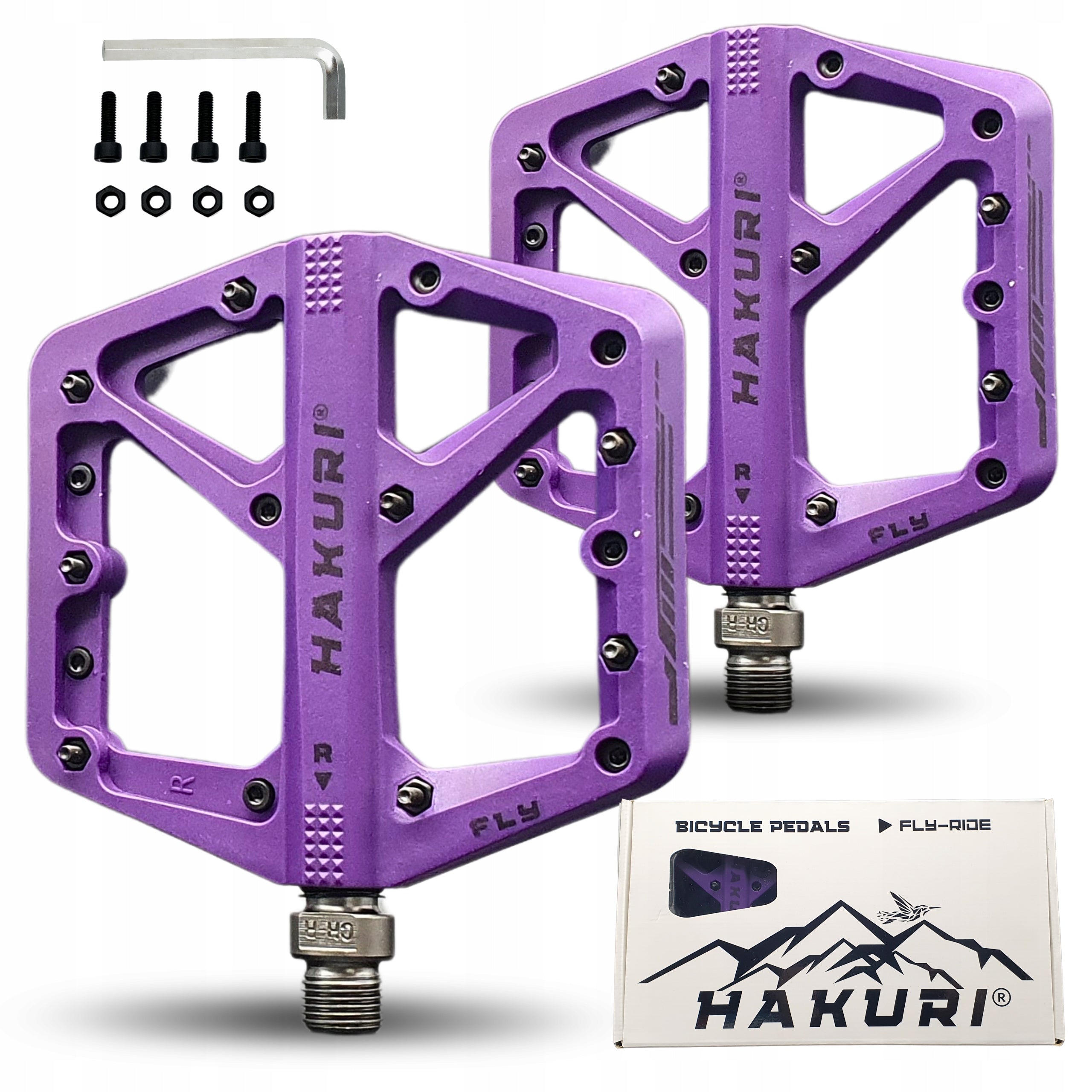 Platform Pedals Nylon Pedals Light Purple + MTB PINS 3 BEARINGS
