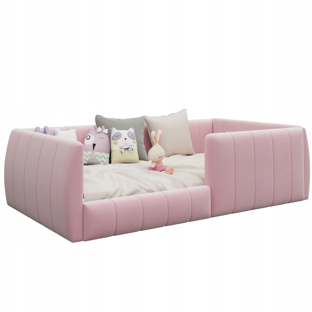 Platform bed child upholstered 90x200 safety railing pink Manufacturer code 6926845473028