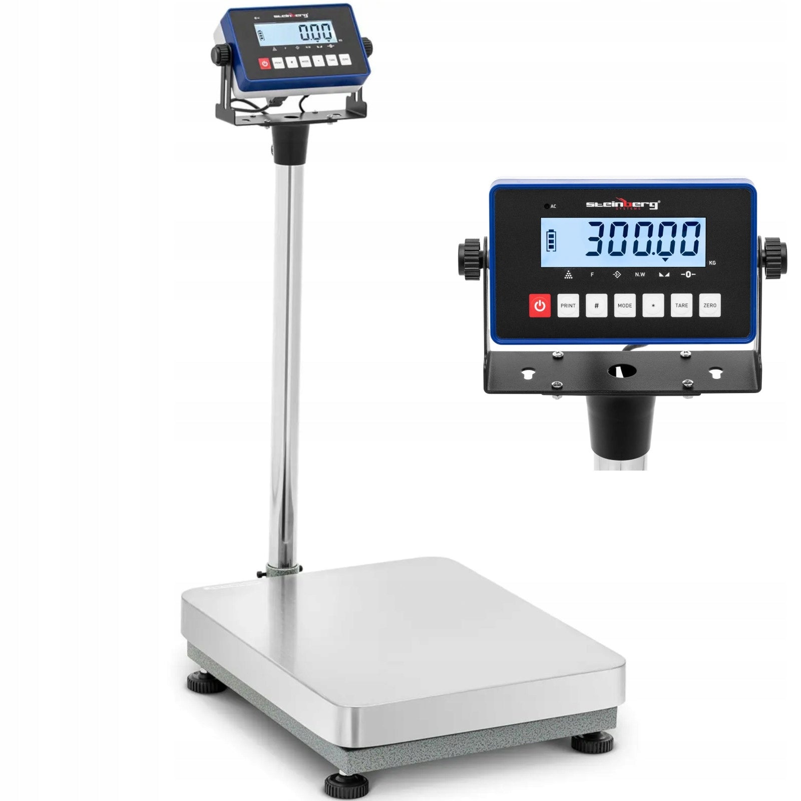 Platform scale 400 x 500 mm 300 kg 0,01 kg stainless steel lcd