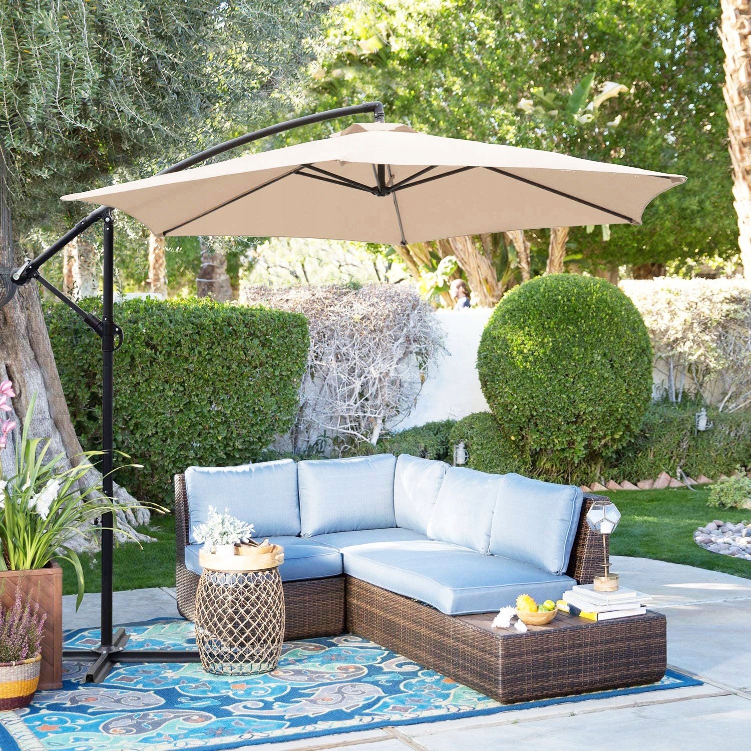 Plating Removable Material Garden Umbrella 300 cm 8 Beige Color beige