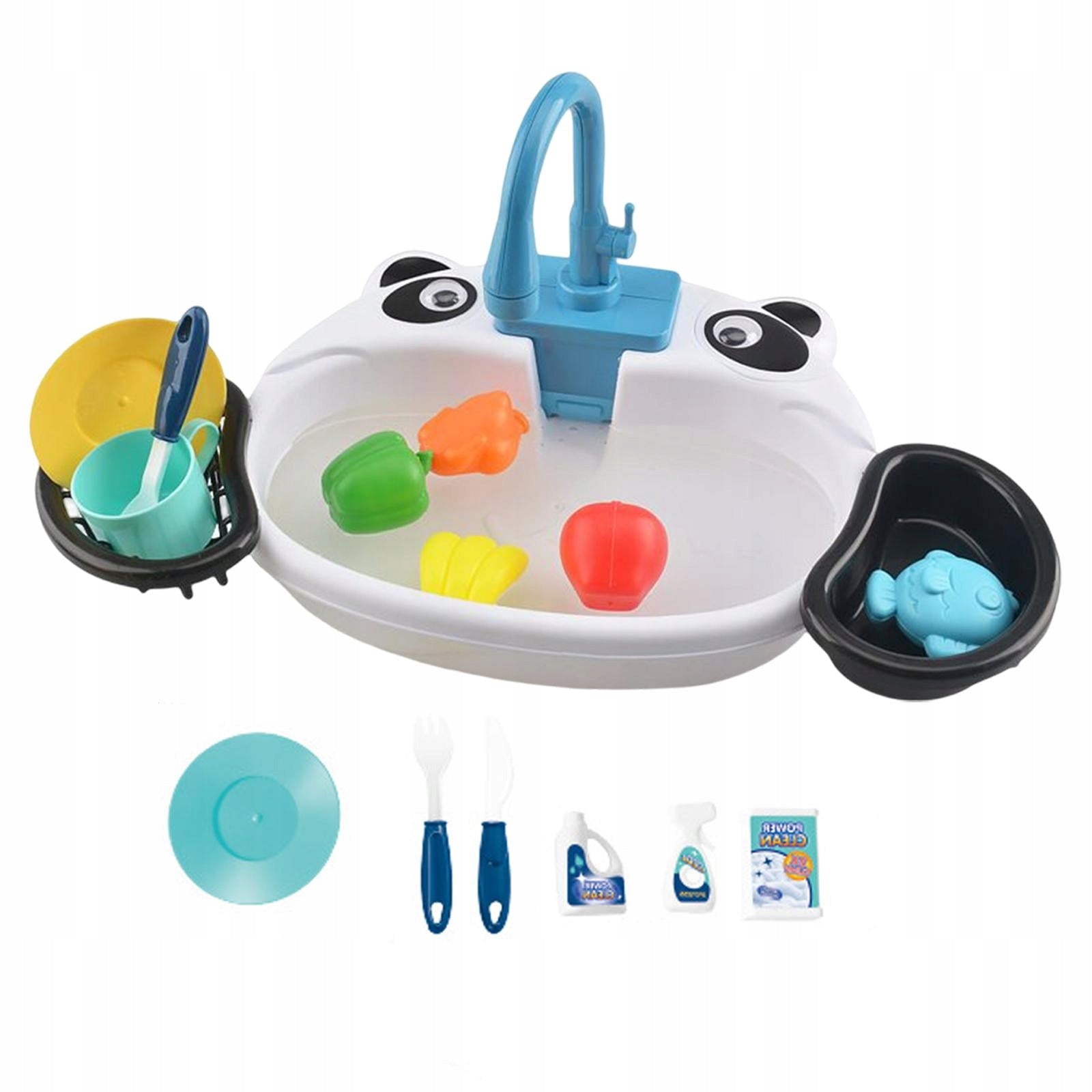Play Kitchen Sink Toys Running Water Dishes Play Set Accessories Electric