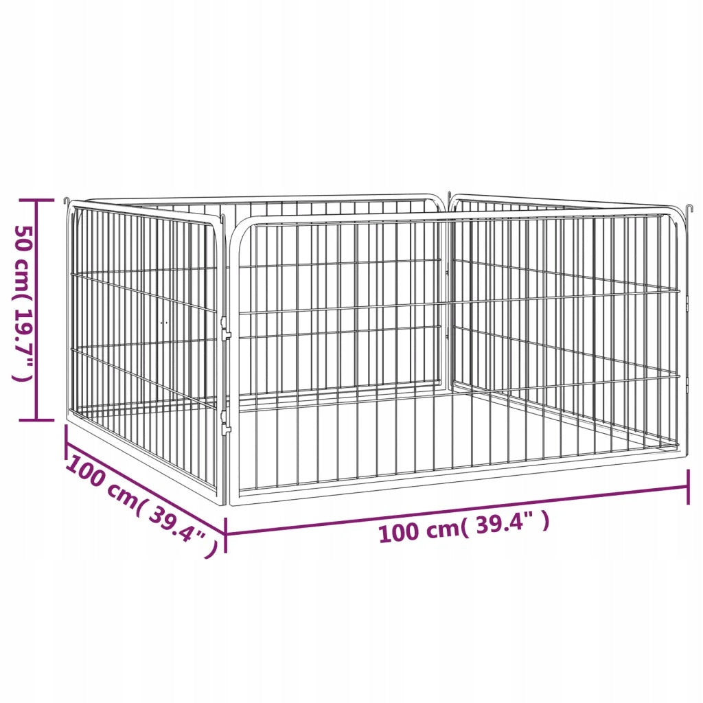 Playpen, 4 panels, black, 100x50 cm, steel Length 100 cm
