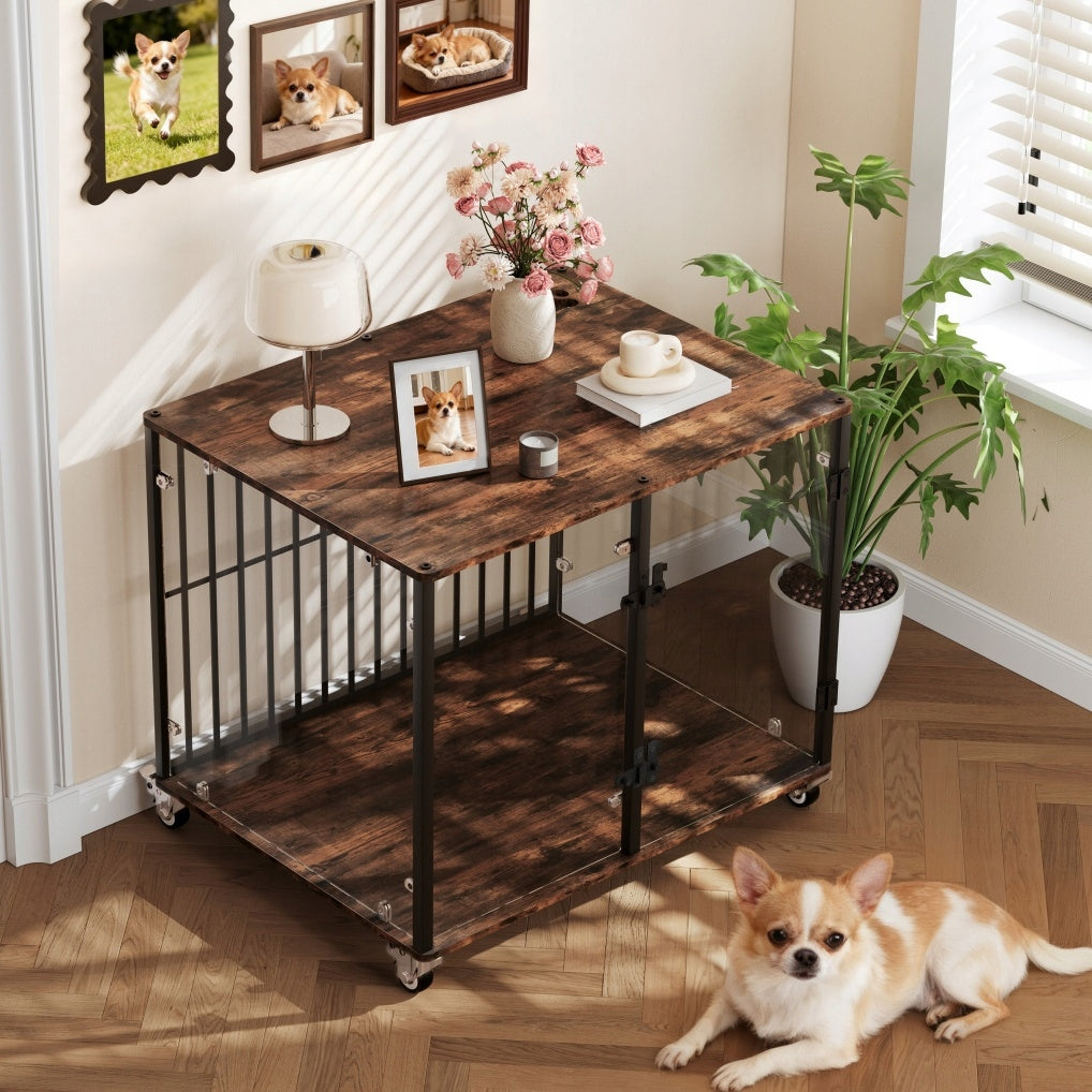 Playpen Dog Transporter Kennel Cage Wood BingoPaw 60x77x65 cm Length 77 cm