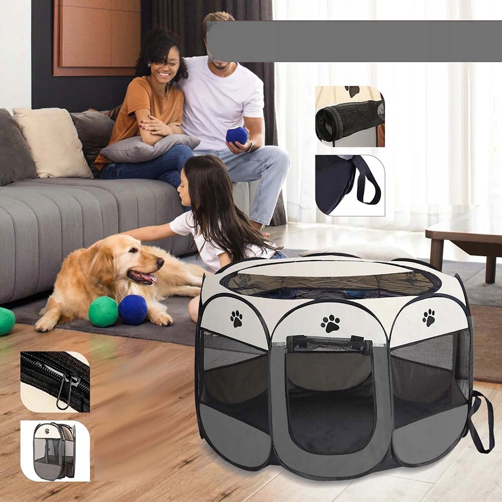 Playpen Portable Folding Dog Breathable Cat Animal Bed 91X91X58cm Material of manufacture textile