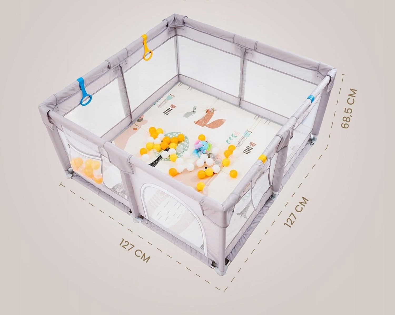 Playpen for Children Padded Dry Pool 127x127cm Large +Balls Handles Brand no brand