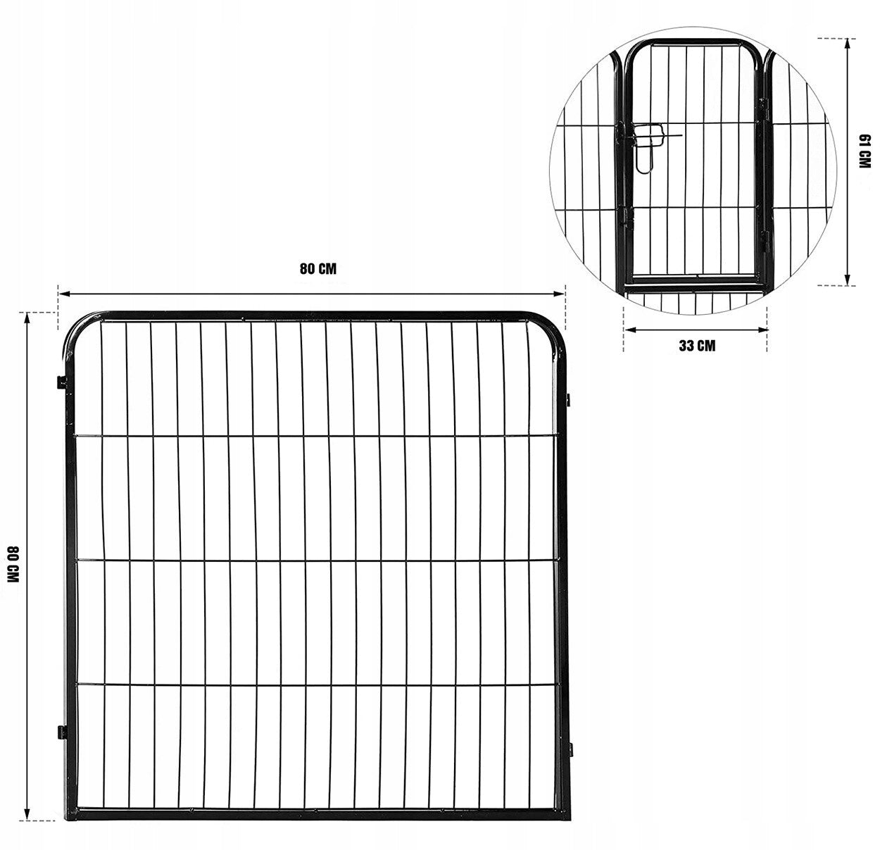 Playpen for Dog Puppies Animal Farm Cage Metal Catwalk 80x80cm Product height 80 cm