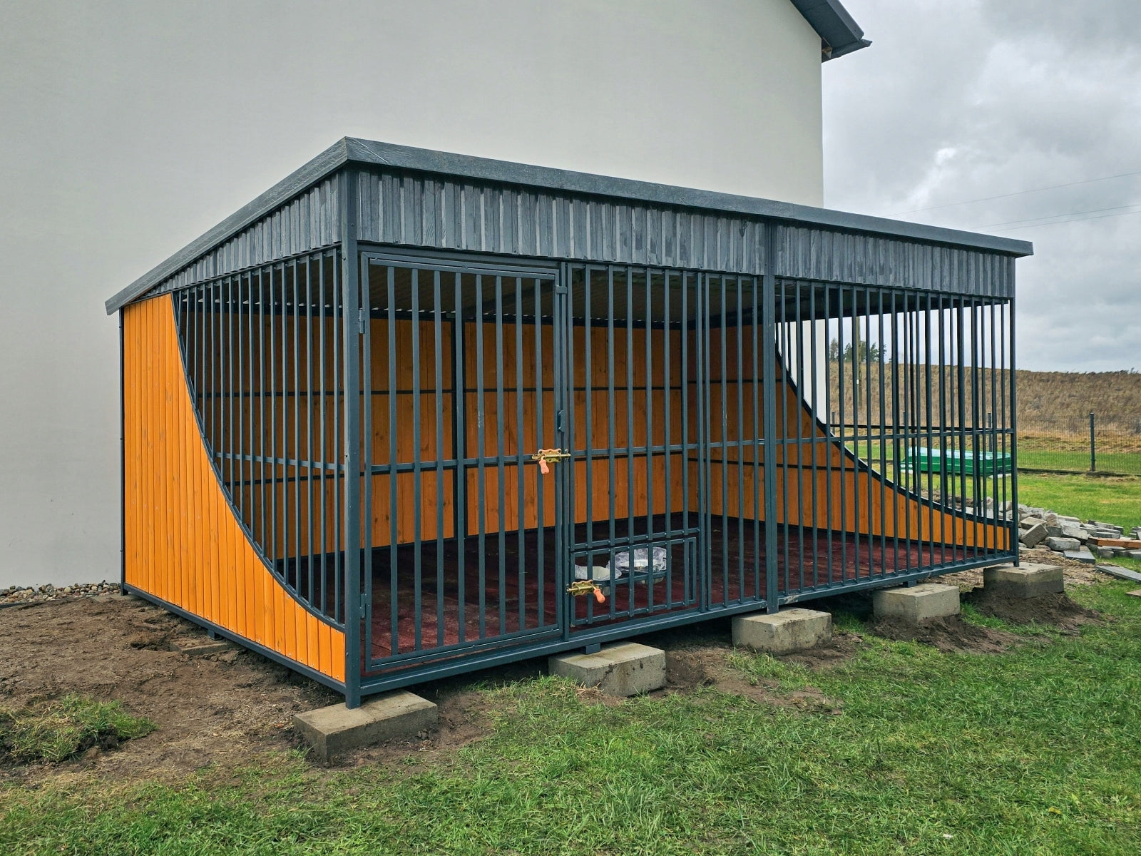 Playpen for big dog 4x2,5m Premium, graphite and golden oak, without kennel and floor Brand no brand