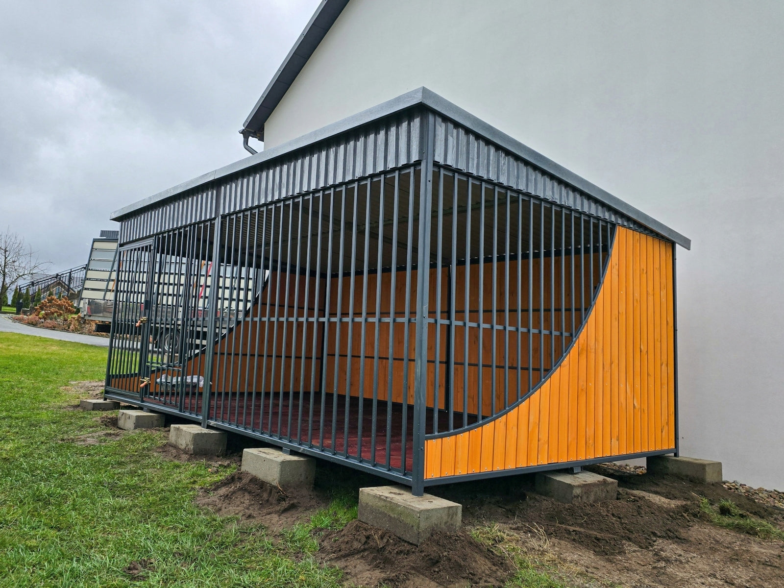 Playpen for big dog 4x2,5m Premium, graphite and golden oak, without kennel and floor Kind playpen