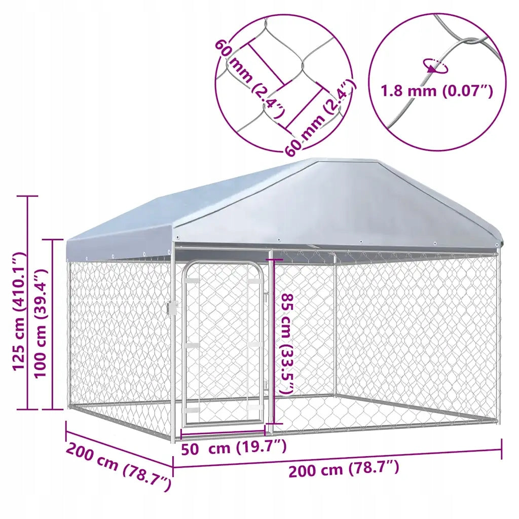 Playpen for dog with roof, 200 x 200 x 135 cm Kind playpen