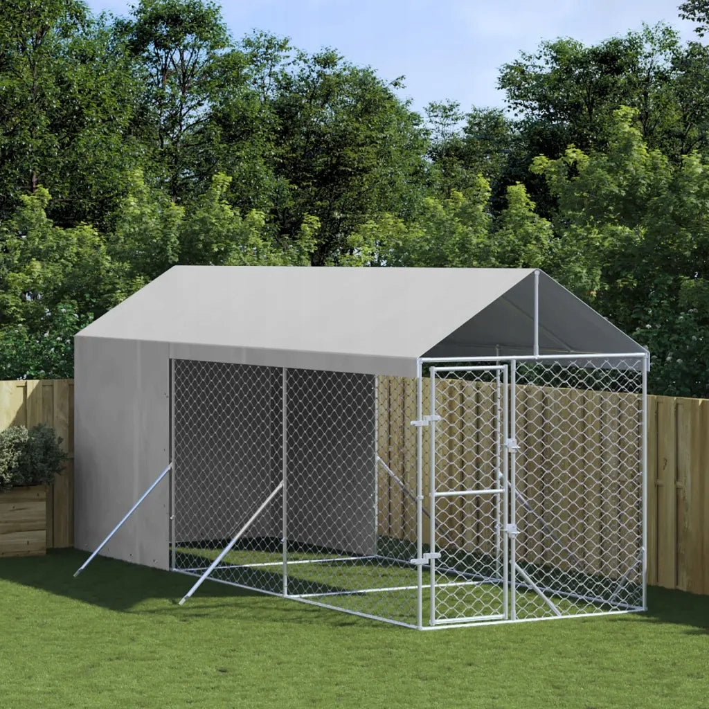 Playpen for dogs, with roof, silver, 2x6x2,5 m, galvanized steel Manufacturer code 3190491
