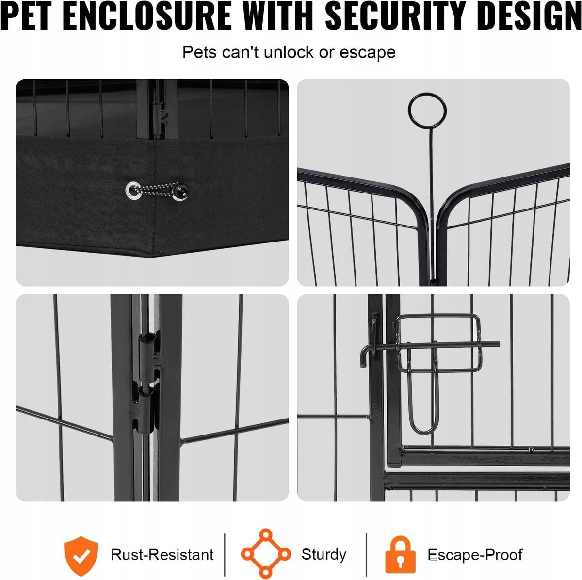 Playpen for puppies with 8 panels - Steel - 60 x Ø 210 Length 210 cm