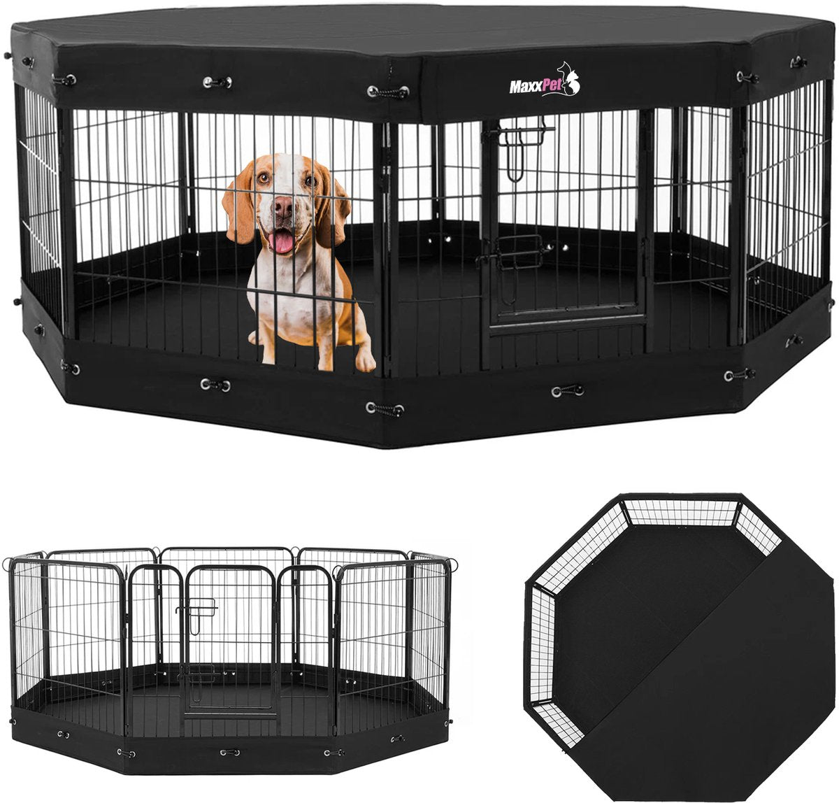 Playpen for puppies with 8 panels - Steel - 60 x Ø 210