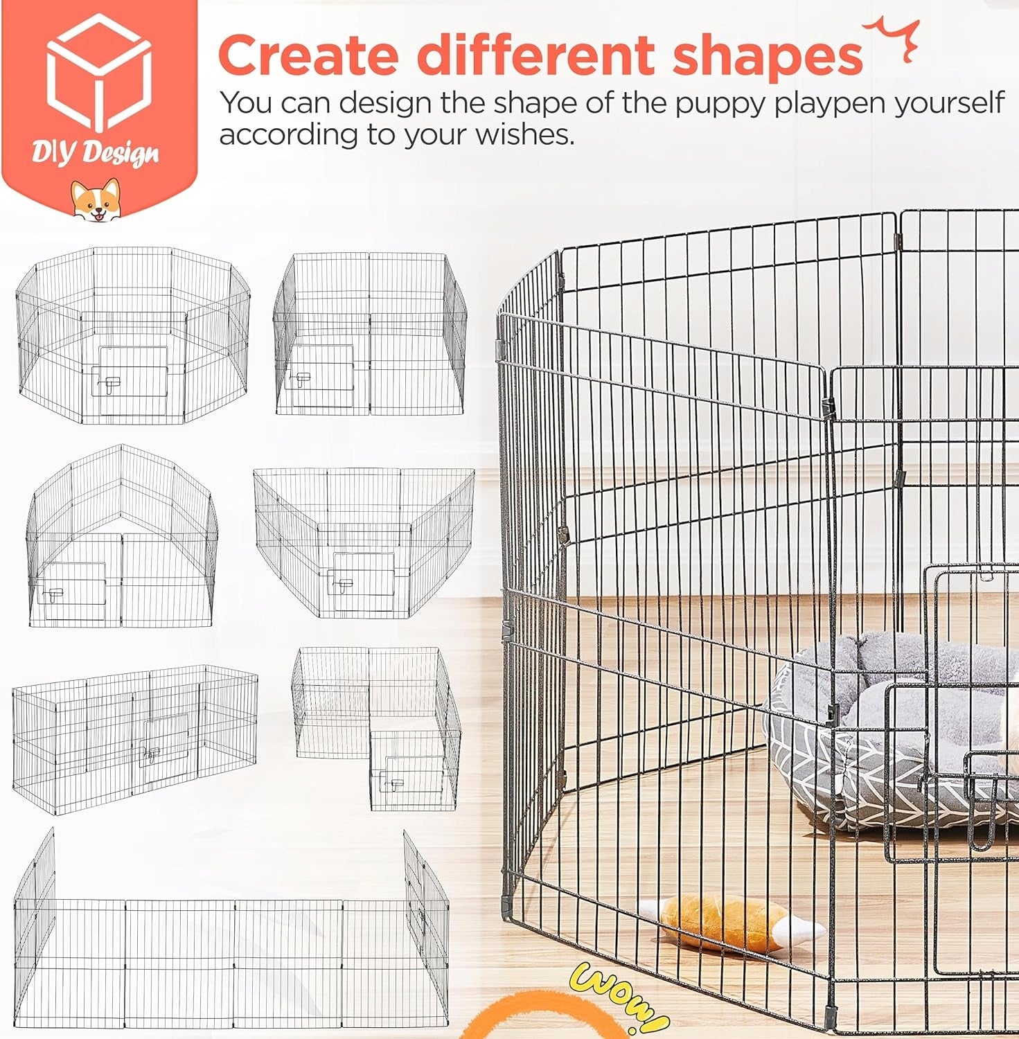 Playpen rabbit dog enclosure metal Yaheetech 52 x 52 x 61 cm Material of manufacture metal