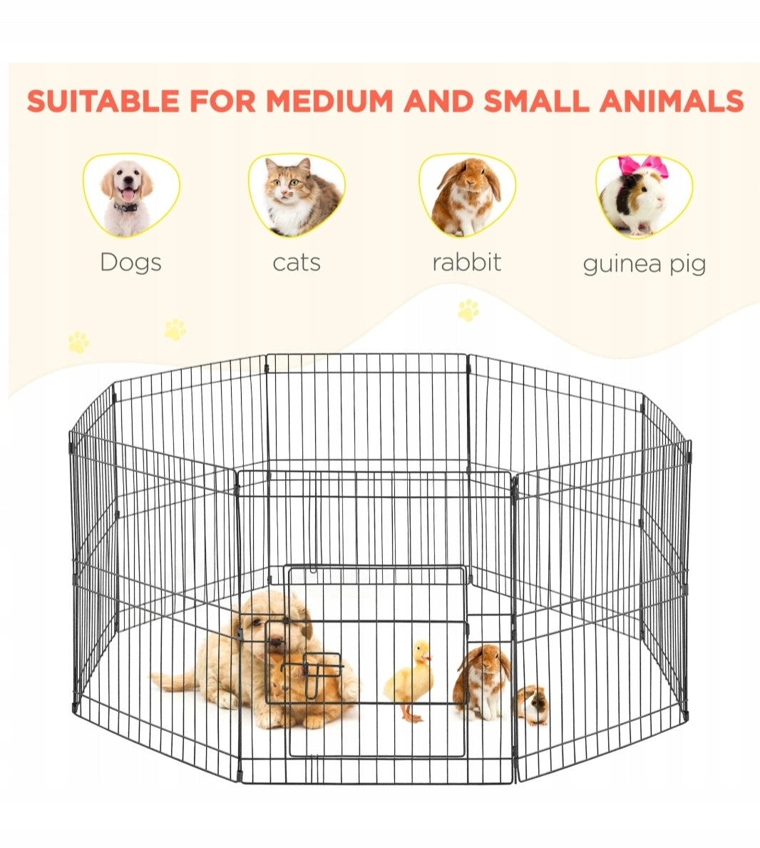 Playpen rabbit dog enclosure metal Yaheetech 52 x 52 x 61 cm