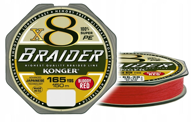 Geflochtene Schnur Konger X8, 0,16/150 m, rot 