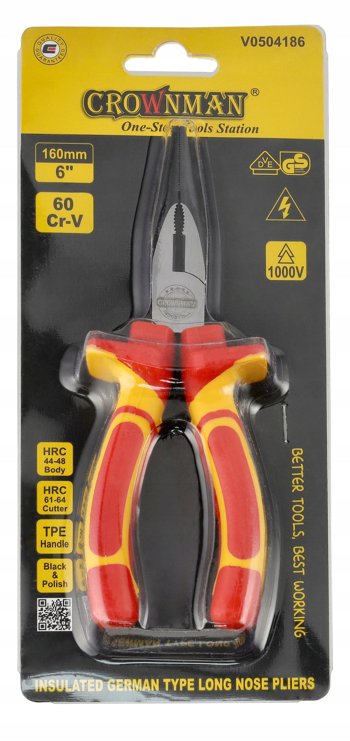 Pliers Insulated Elongated Universal 16cm Long pliers 1000V CR-V Manufacturer code Szczypce Izolowane Wydłużone 16cm 1000V
