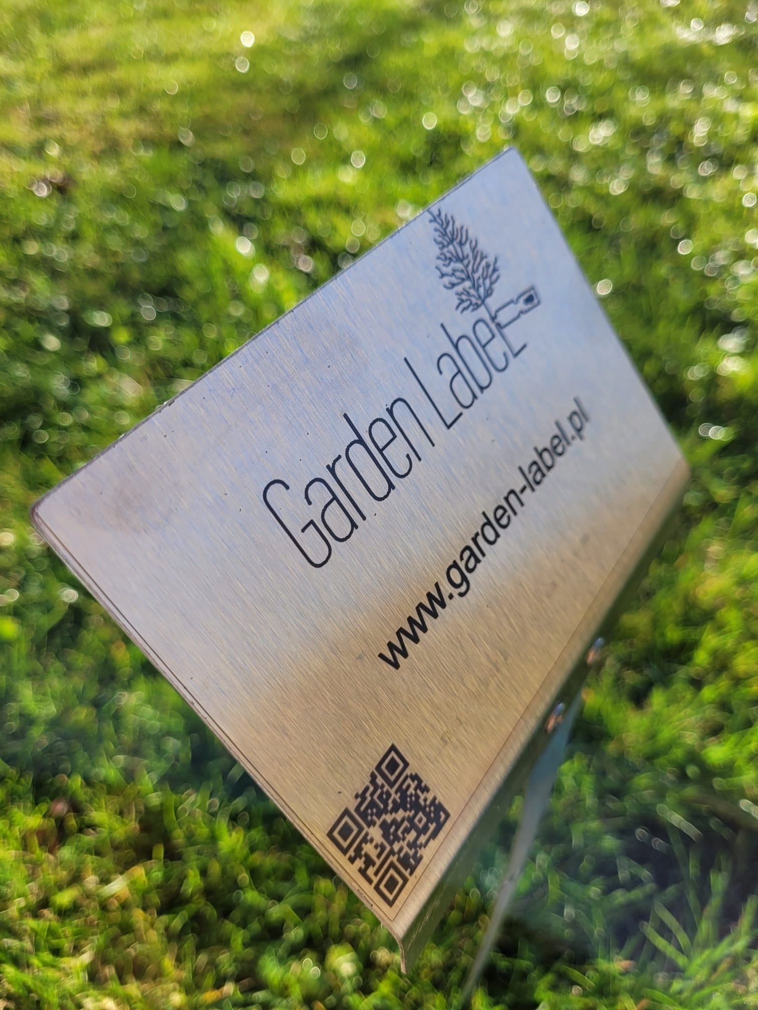 Plug-in garden plate/marker, stainless steel, (155x105x450mm) - without graw Kind standing