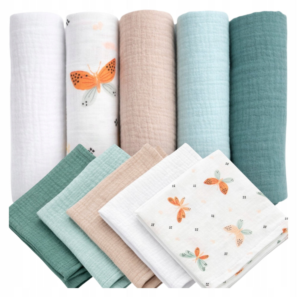 Plumeri Muslin diapers color set 10 pcs. 50x30 cm