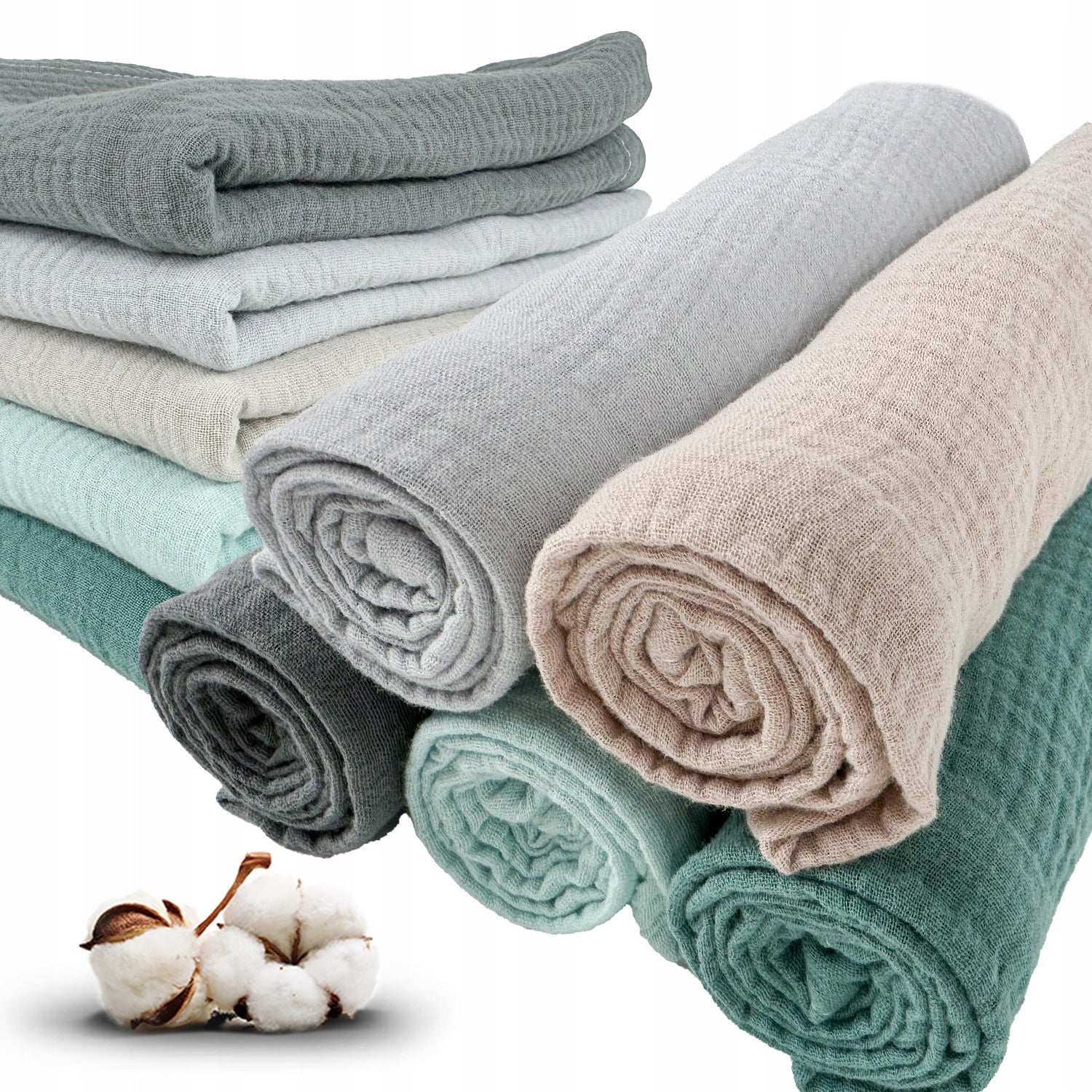 Plumeri Muslin diapers color set 5 pcs. 70x70 cm