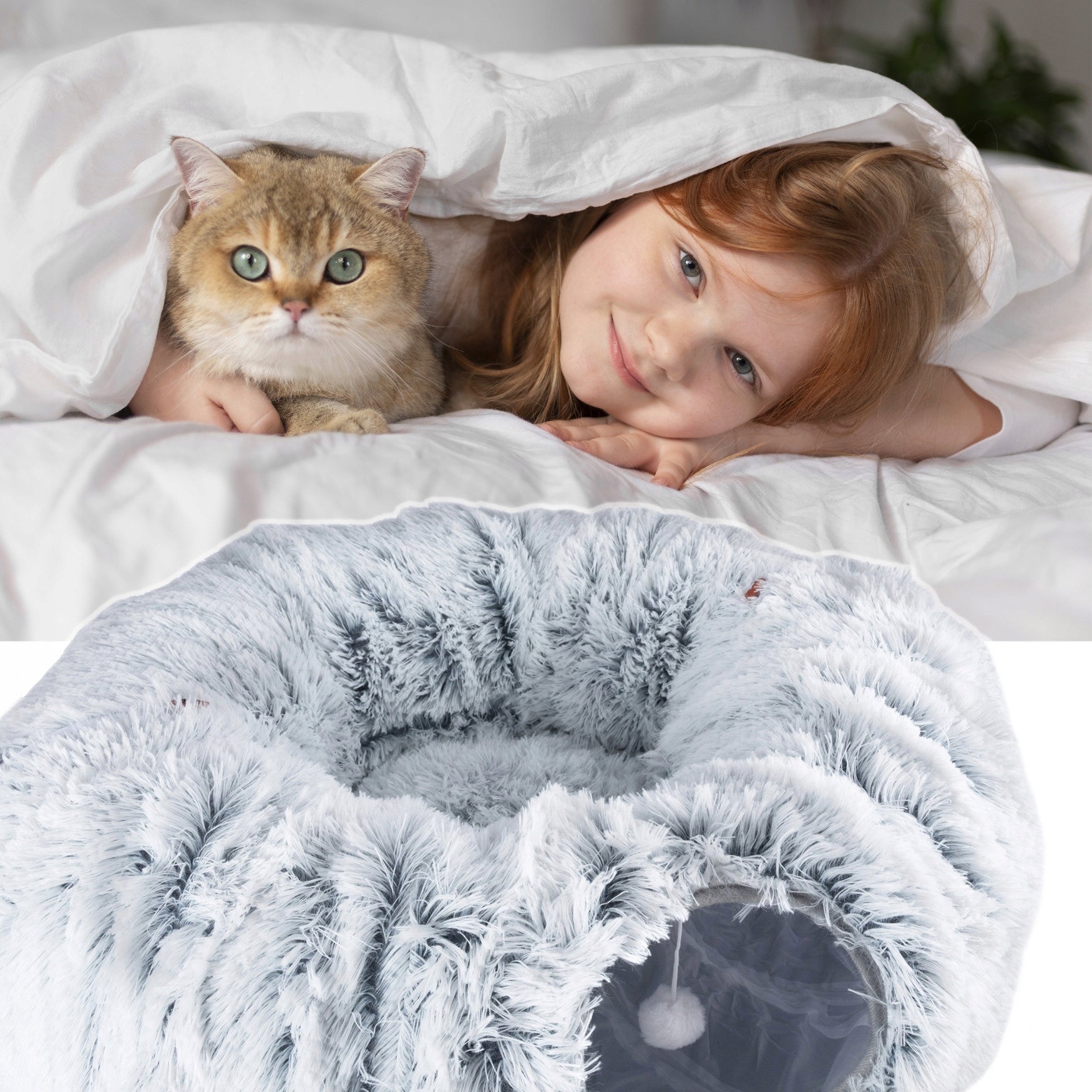 Plush Bed Dog Cat Pillow Soft Tunnel Cottage Toy 4in1 Length 170 cm