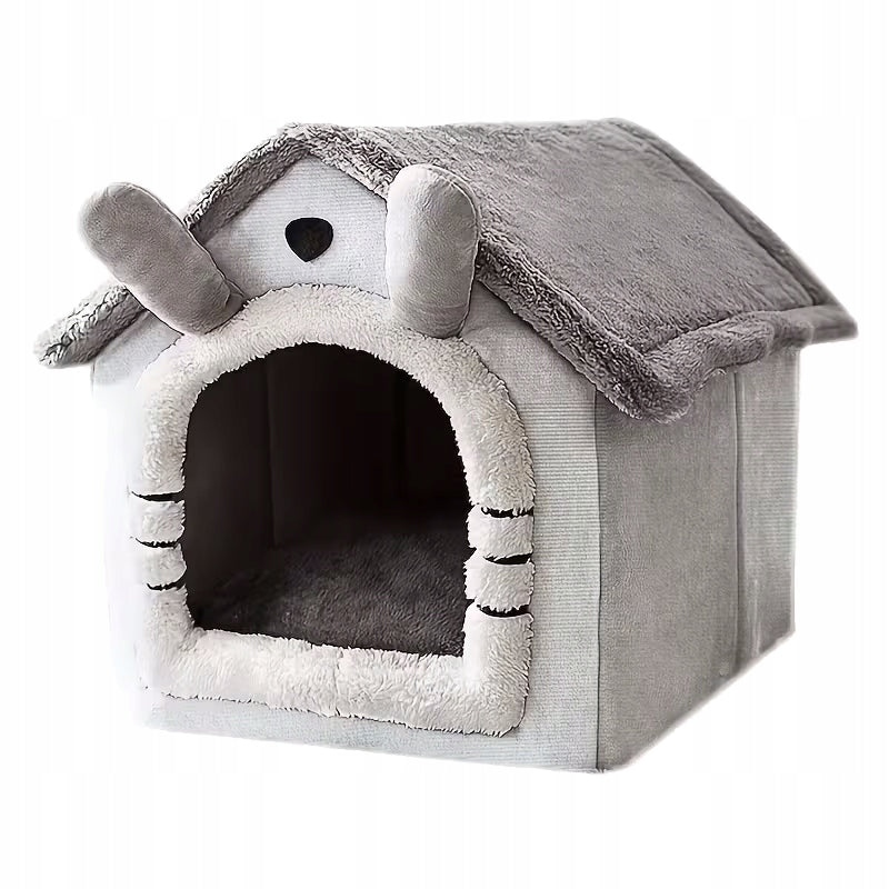 Plush Dog Cat House with Ears Grey Roz. M