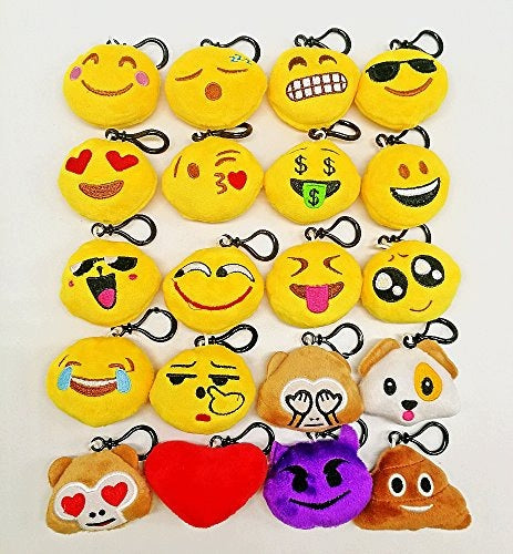 Plush Emoji Keychain for Kids, Birthday Gift, 20 Pcs, Wedding Brand no brand