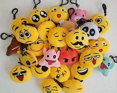 Plush Emoji Keychain for Kids - Birthday Gift - 45 Pcs - Wedding Color white