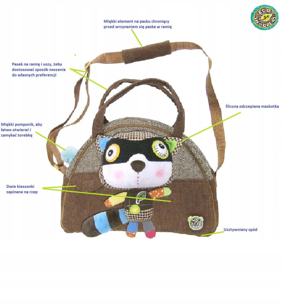 Plush Toy raccoon Corduroy Bag For School Eco 2IN1 Bag with Plush Manufacturer code 53018