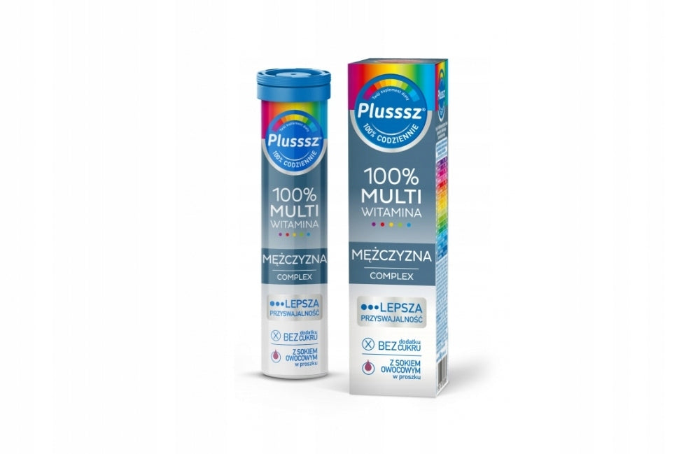 Plusssz 100% Multivitamin Male Complex 20 effervescent tablets Brand Polski Lek