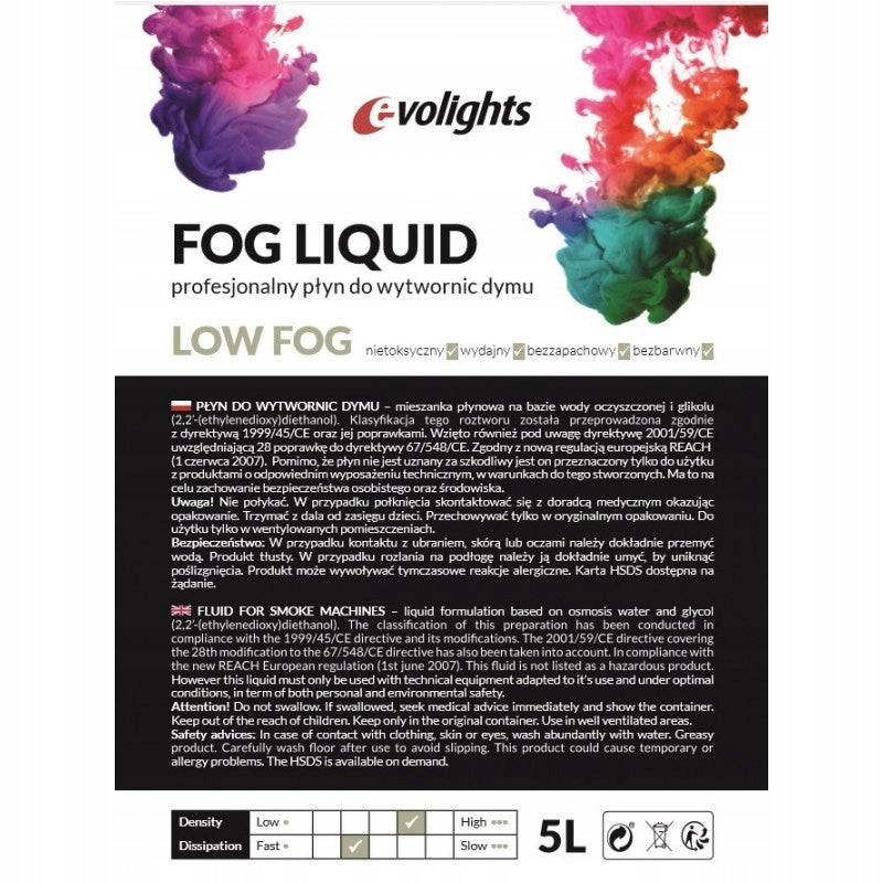 Stark rauchende Flüssigkeit Evolights Low Fog, 5L 
