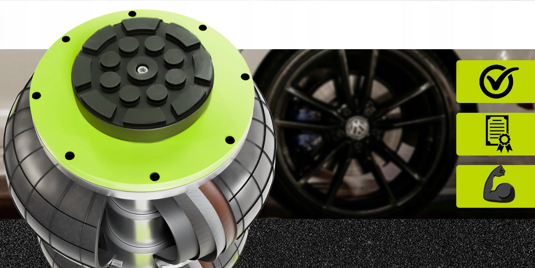 Pneumatic LIFT SNOWMAN Car CUSHION 3.5T Frog Master Manufacturer code MP-0500 GREEN-NEW