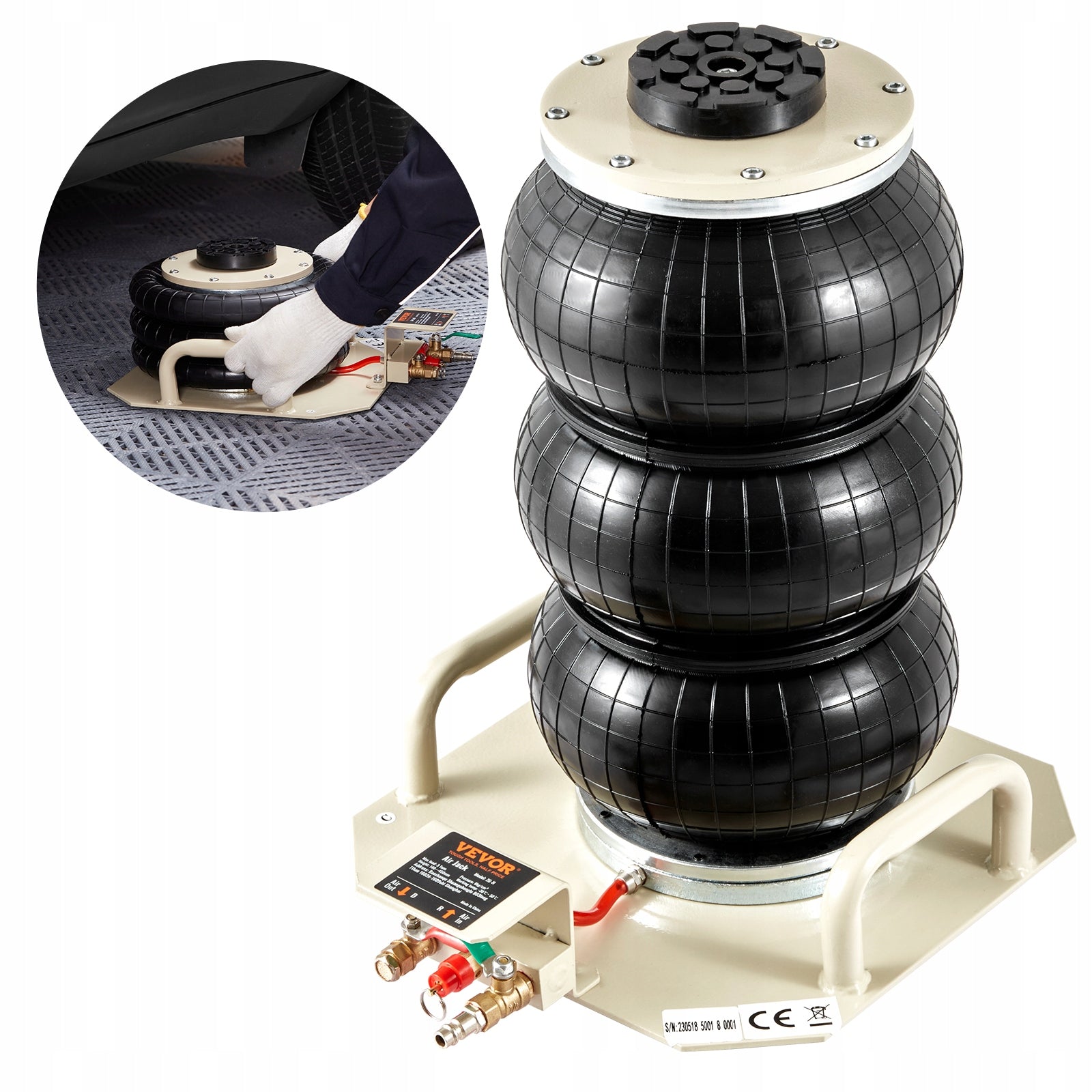 Pneumatic Lift Lifting Capacity 3T Lifting Height 14-45CM White