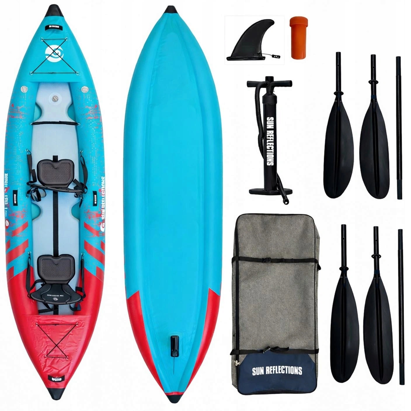 Pneumatic Pumped Kayak SUN REFLECTIONS 2-Person Tube 385 cm + PADDLES