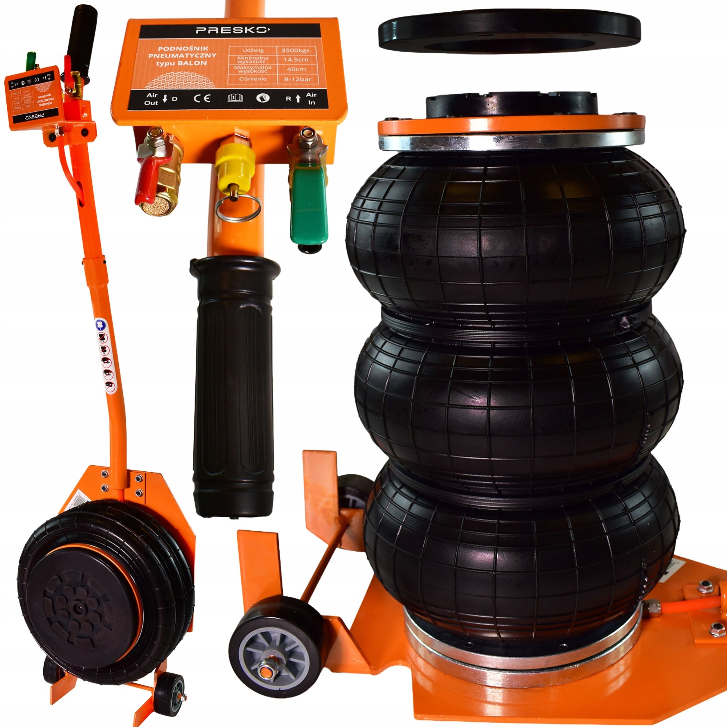 Pneumatic cushion lift snowman 3,5 T + mare stands SET Brand Presko