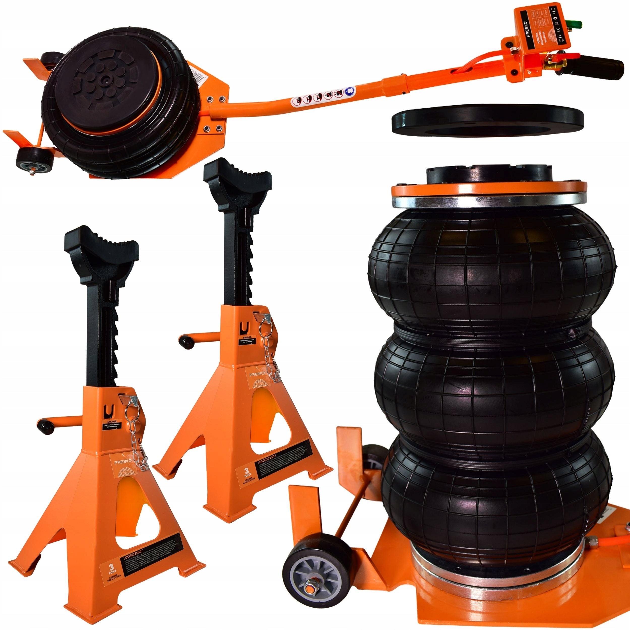 Pneumatic cushion lift snowman 3,5 T + mare stands SET