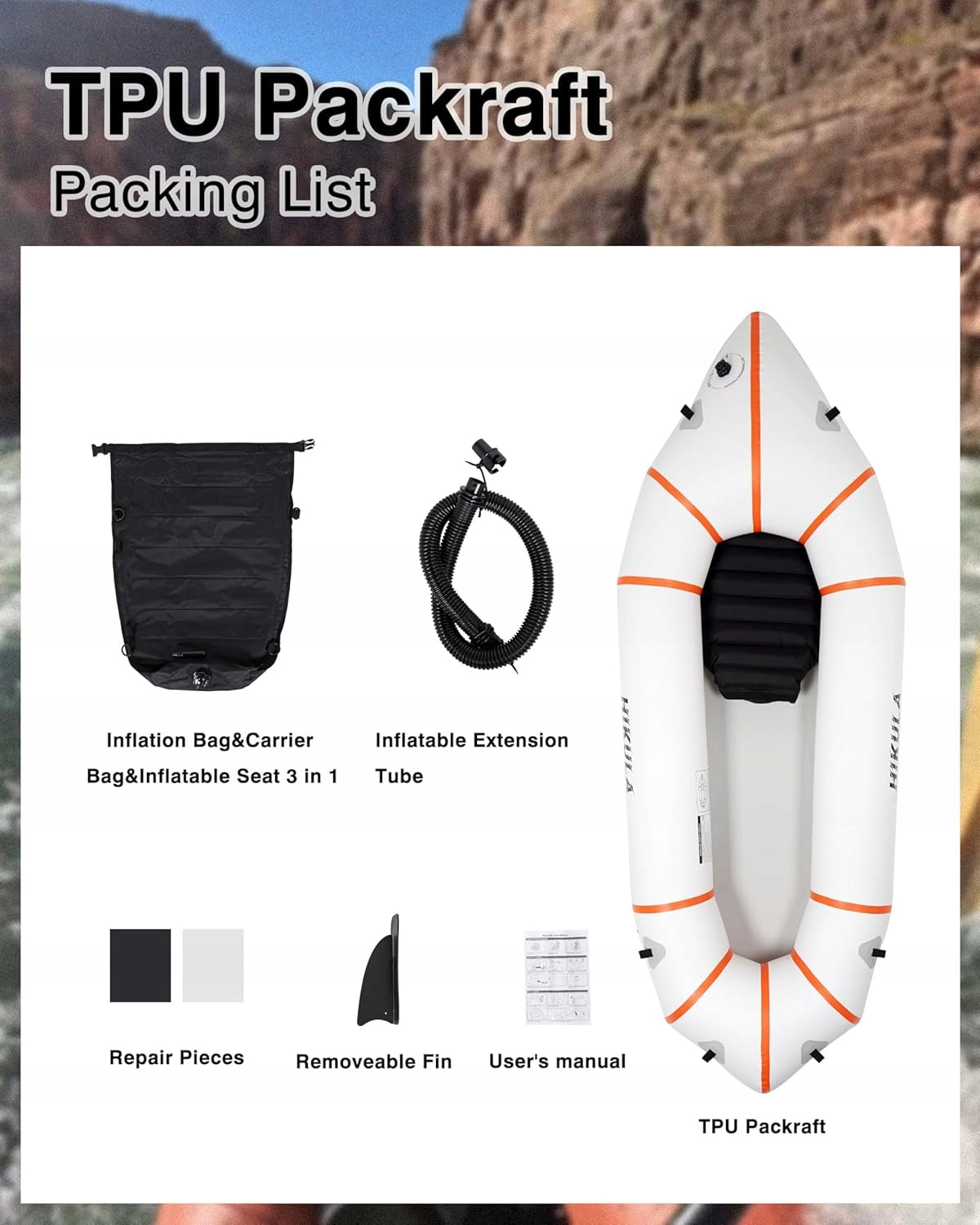 Pneumatic river kayak Packraft Hikula 235 cm 1-person Brand HIKULA