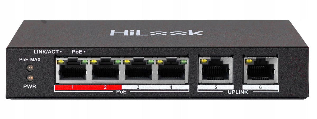 PoE 4 PoE Switch 2xUplink 35W HiLook by Hikvision for POE IP Cameras Packaging status original