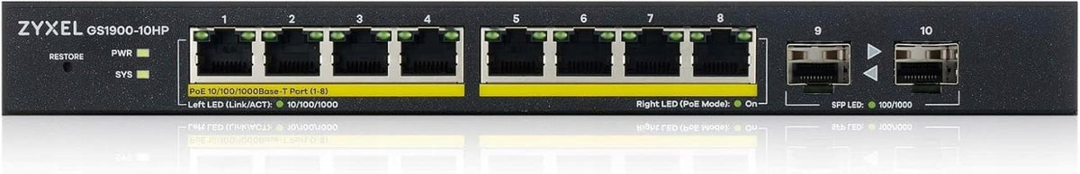 PoE Managed Switch Zyxel GS1900-10HP-EU0102F Manufacturer code GS1900-10HP-EU0102F