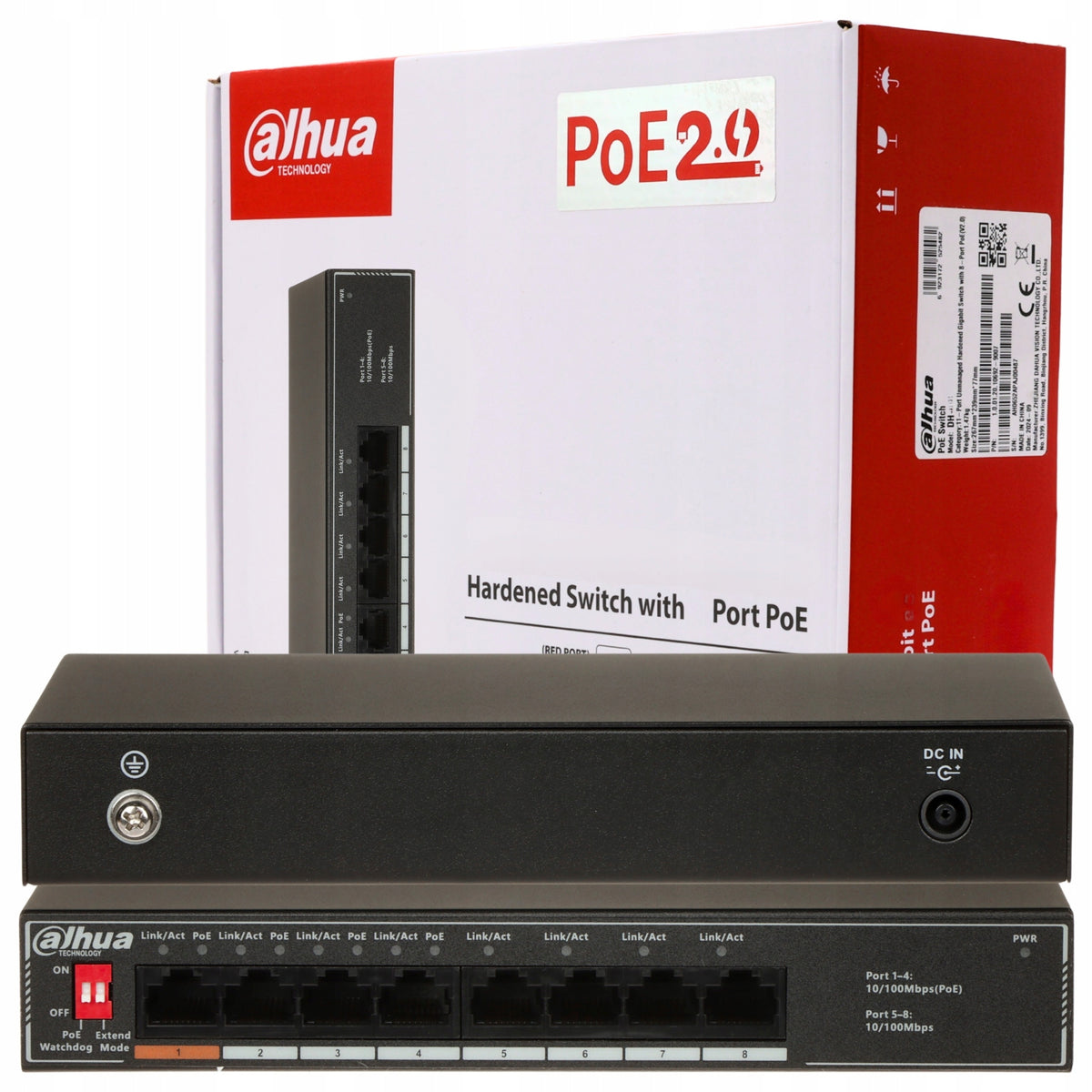 PoE Switch 2.0 DAHUA SF1008LP 8-Port 1,8Gbps 60W RJ45 Watchdog PD Alive