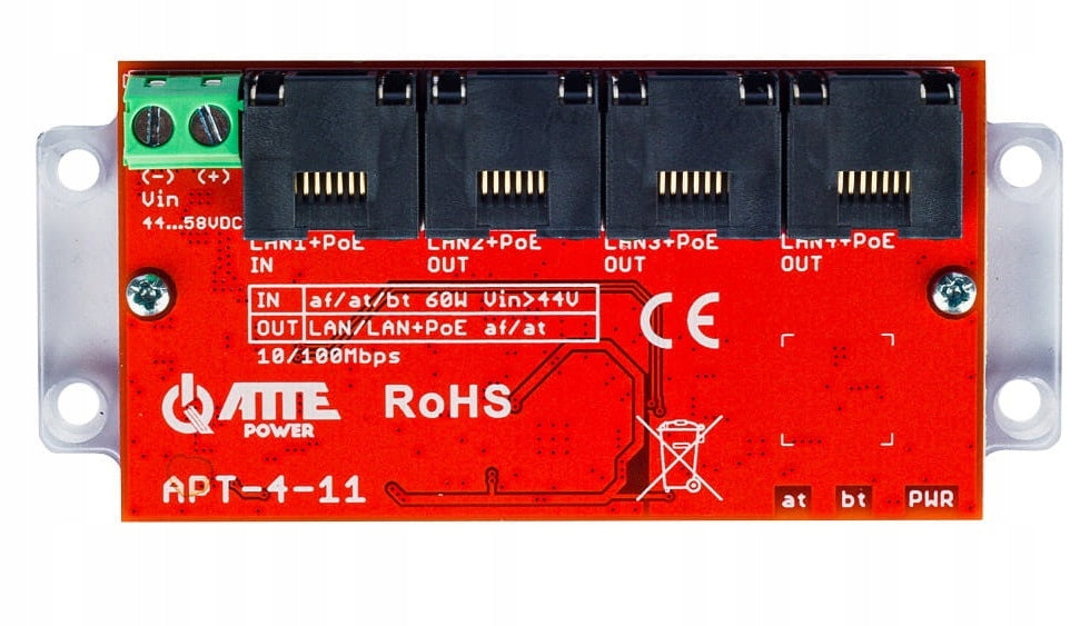 PoE switch 4 port 10/100Mbps, extender ATTE powered by PoE APT-4-11 Packaging status original
