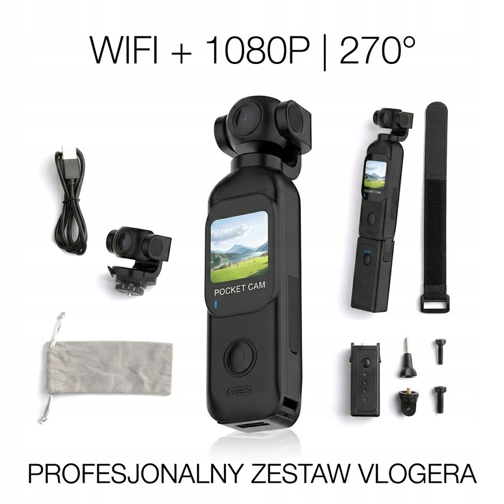 Pocket Full HD WiFi Camera 270° Rotating Lens Sports 1080P ACCESSORIES