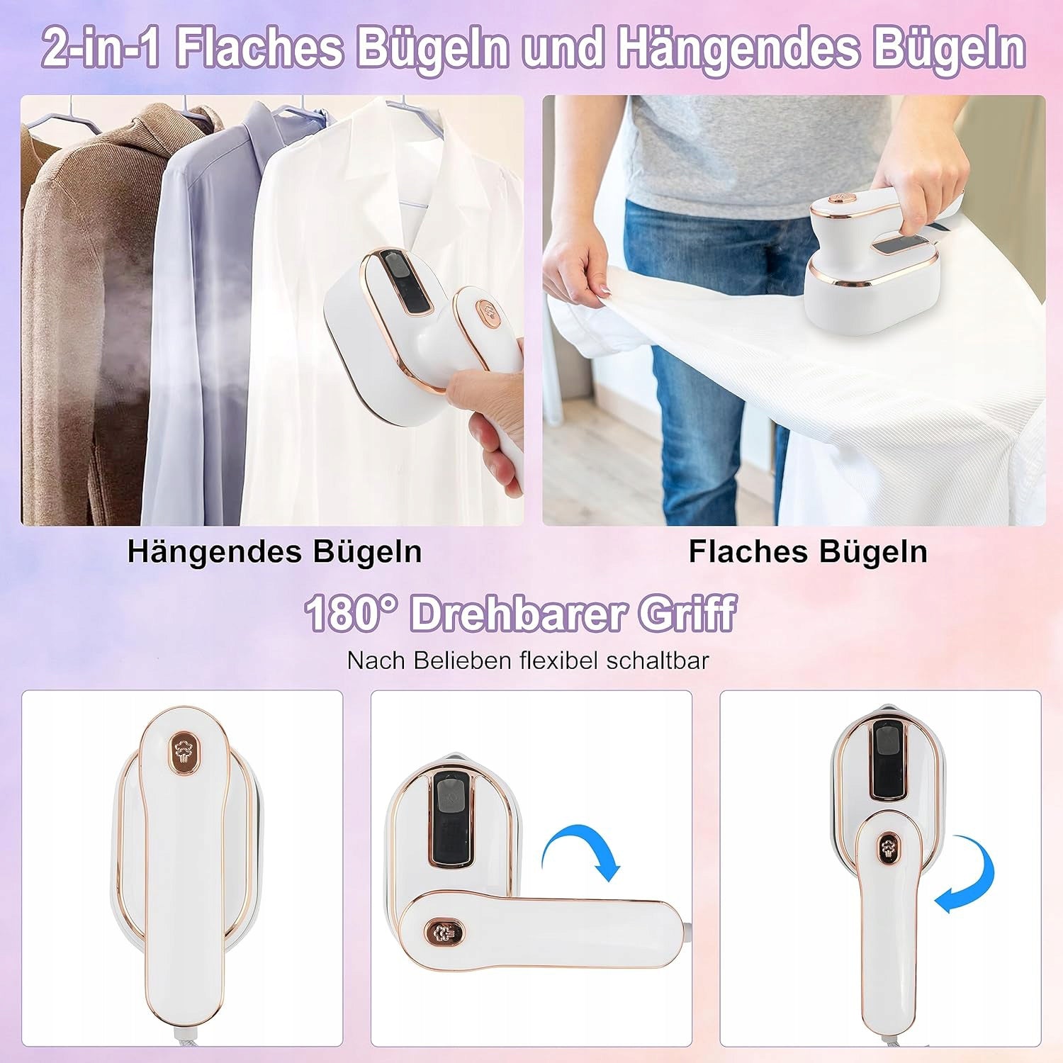 Pocket-Sized Garment Steamer - Instant Wrinkle Remover for Fabrics Dominant color white