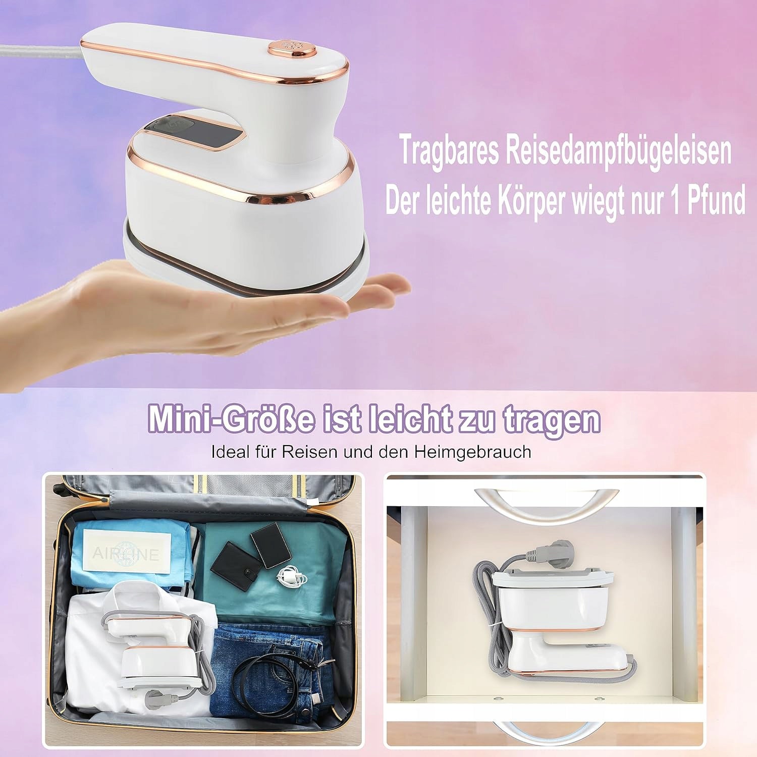 Pocket-Sized Garment Steamer - Instant Wrinkle Remover for Fabrics Model no model