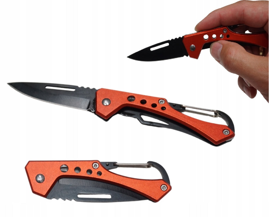 Pocket knife with carabiner hook, 15cm