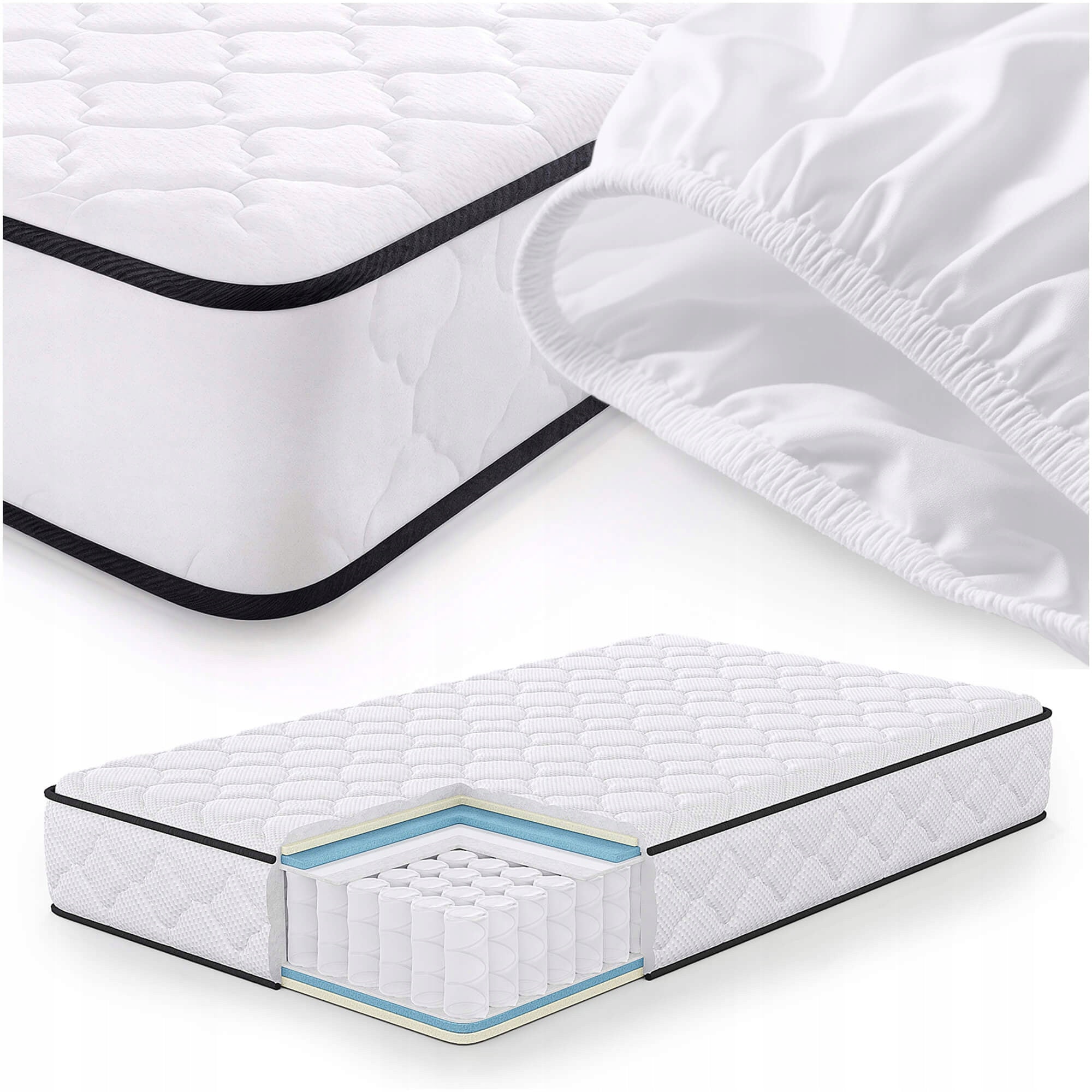 Pocket spring mattress for bed 7 zones H3 120x200 cm + protector