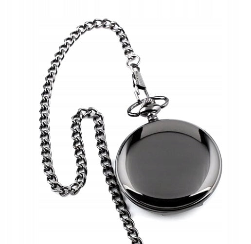 Pocket watch compass on chain black white retro dial Dial color black